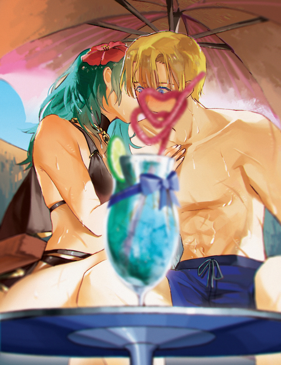 This is a pixiv picture whose title is 🍹.