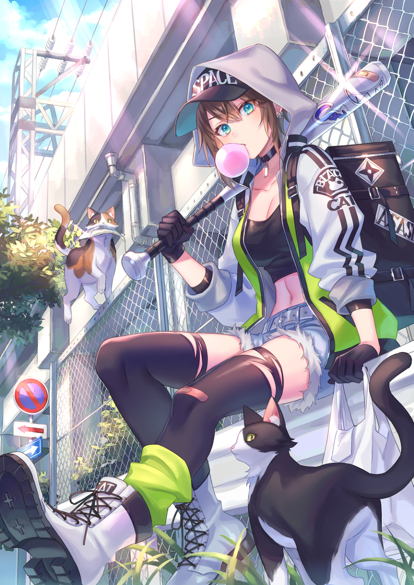 This is a pixiv picture whose title is 高架下エンカウント.