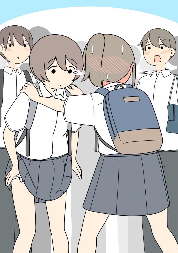 This is a pixiv picture whose title is 「大丈夫だから！お願いやめて！せめて人目につかないところで！！」.