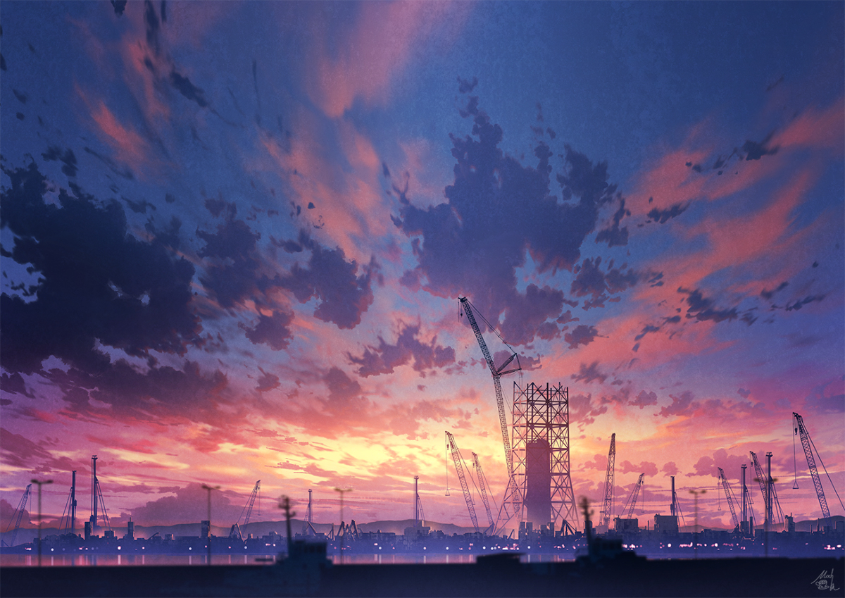 This is a pixiv picture whose title is 夕刻の街.