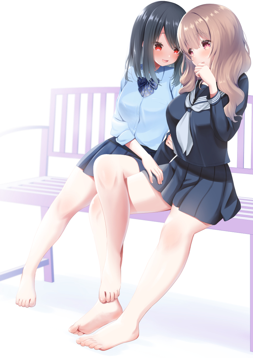 This is a pixiv picture whose title is 百合ベンチ.