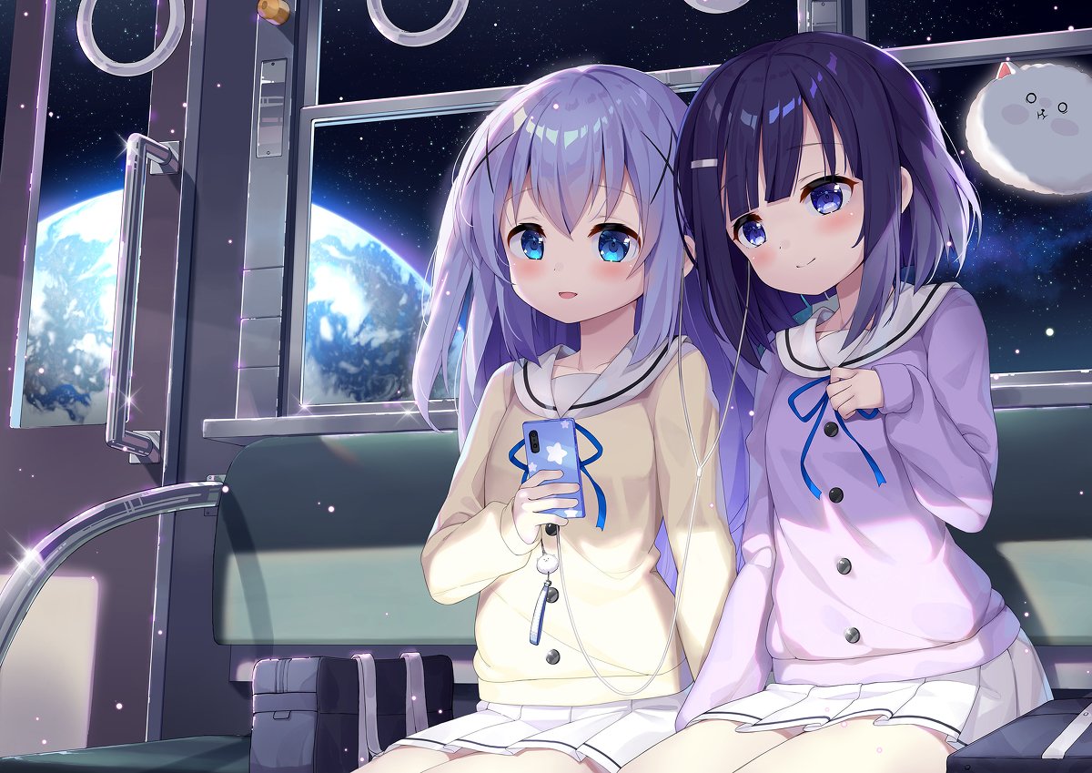 This is a pixiv picture whose title is 宇宙列車で通学中のフユチノ（夢の話）.
