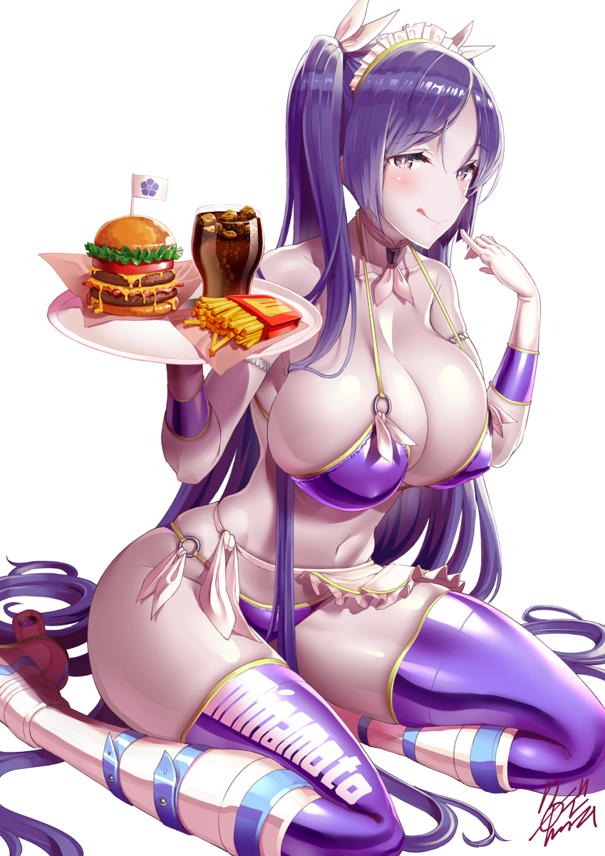 This is a pixiv picture whose title is ビキニウェイトレス頼光.