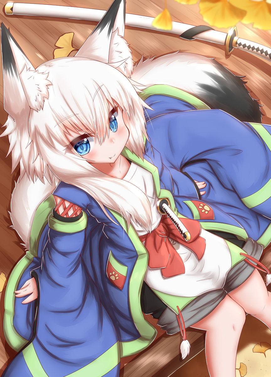This is a pixiv picture whose title is 流浪の剣士　狐白.