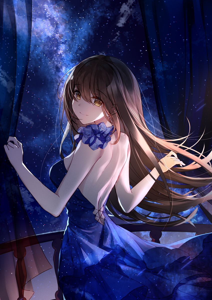 This is a pixiv picture whose title is 星空のカーテンを.