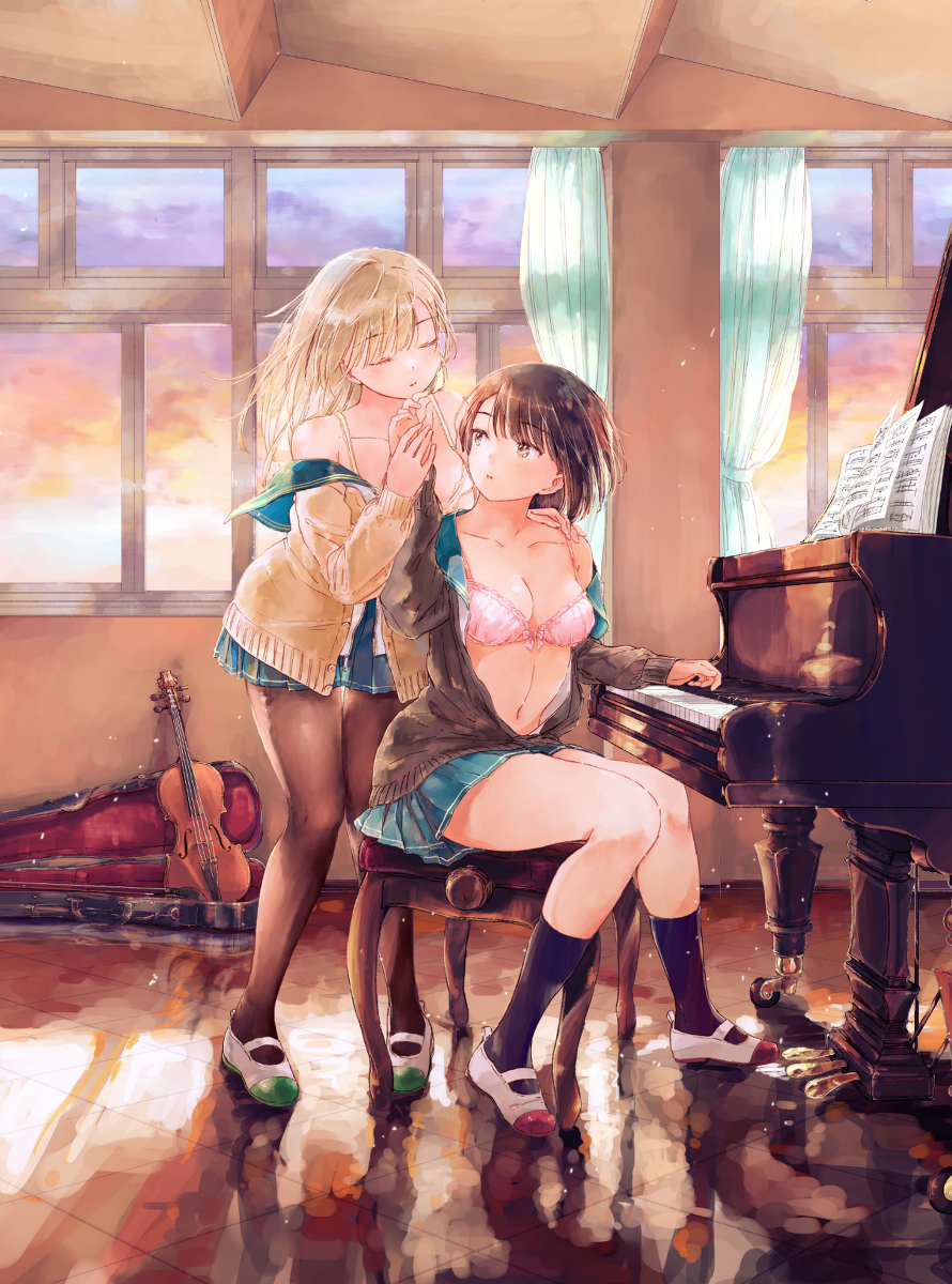 This is a pixiv picture whose title is 『百合の蕾に唇触れて』.