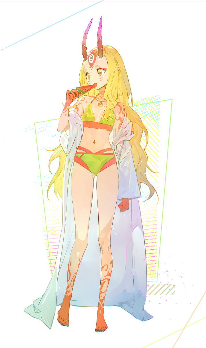 This is a pixiv picture whose title is 茨木童子－ビキニ.