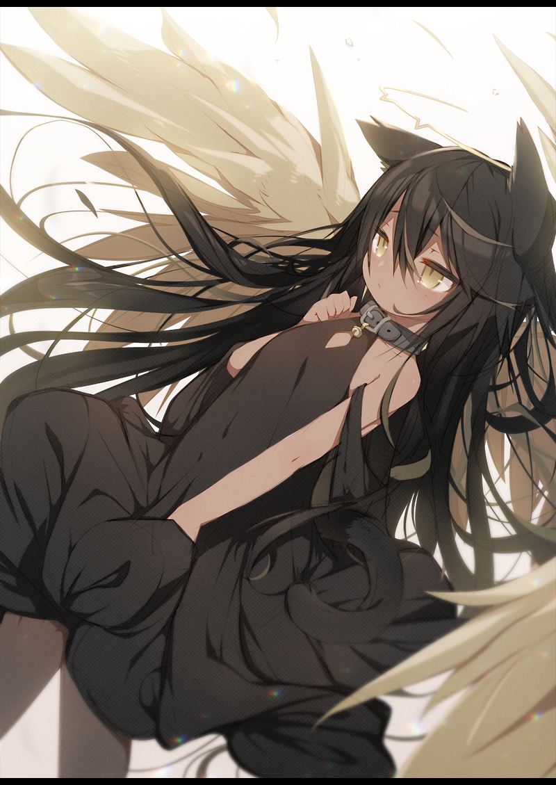 This is a pixiv picture whose title is 黒猫天使.