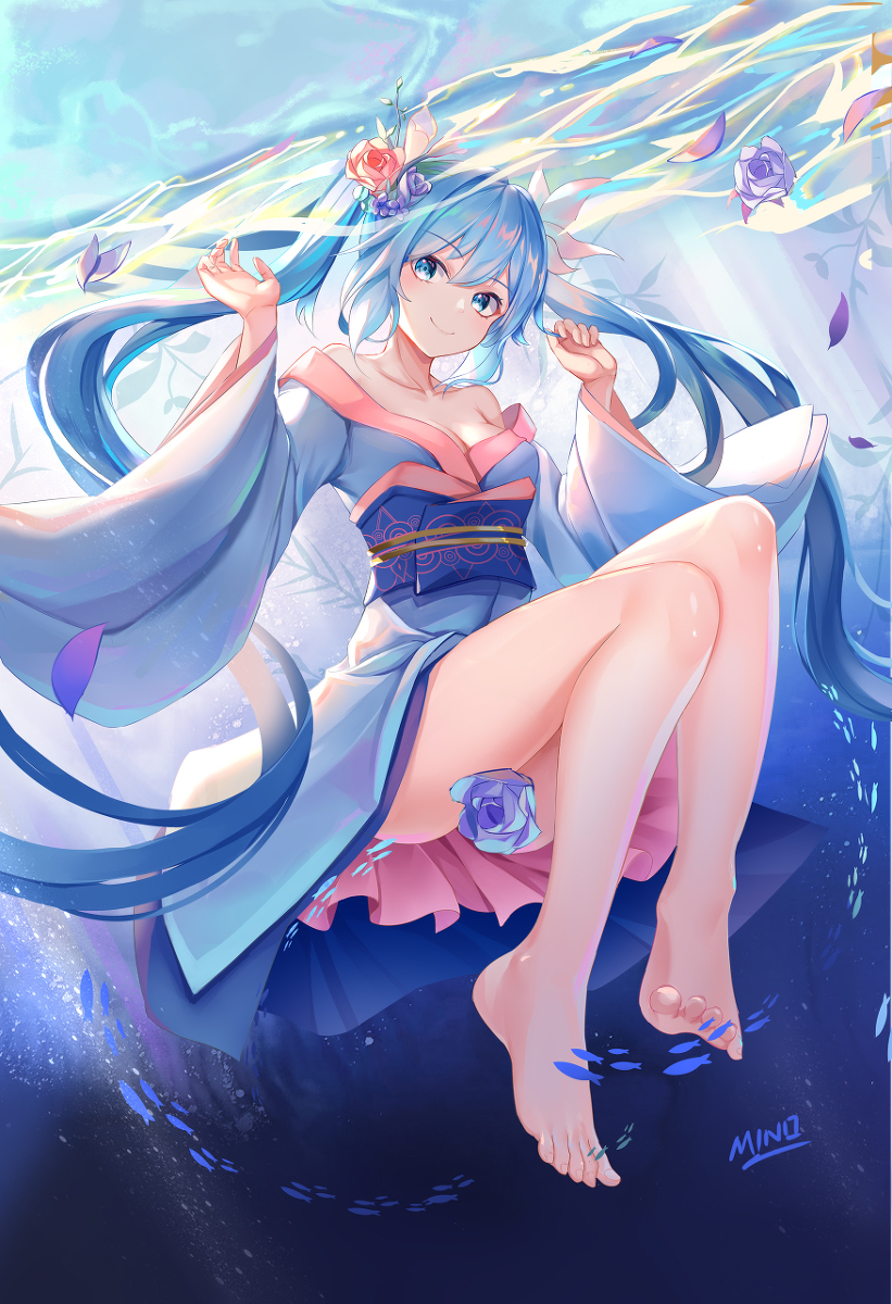 This is a pixiv picture whose title is 初音！.