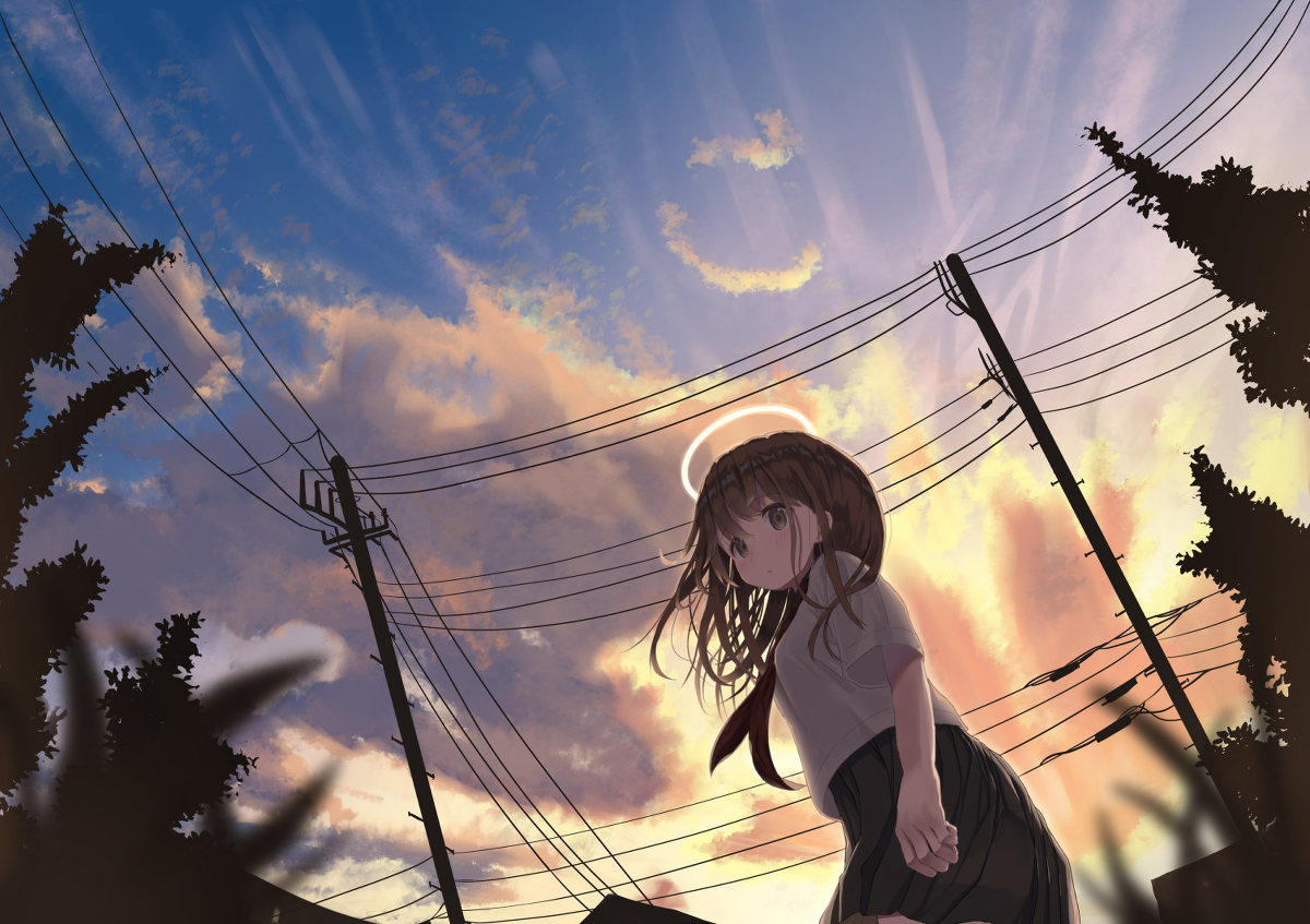 This is a pixiv picture whose title is 夕方.