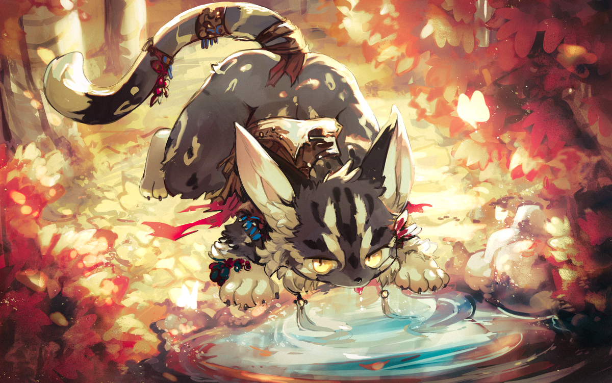 This is a pixiv picture whose title is 饮水处.