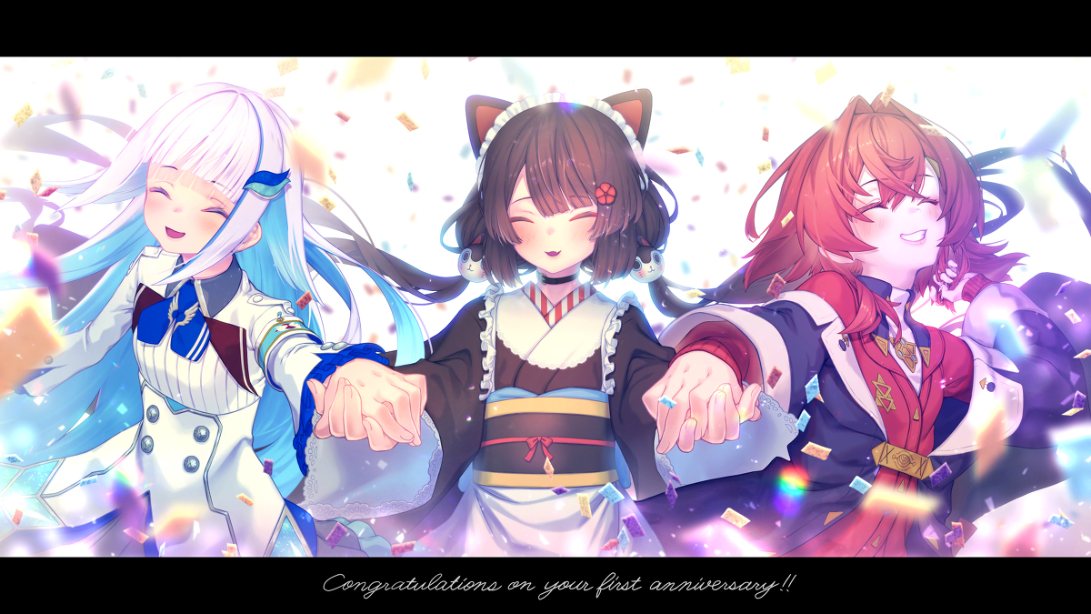 This is a pixiv picture whose title is さんばか 1st Anniversary.