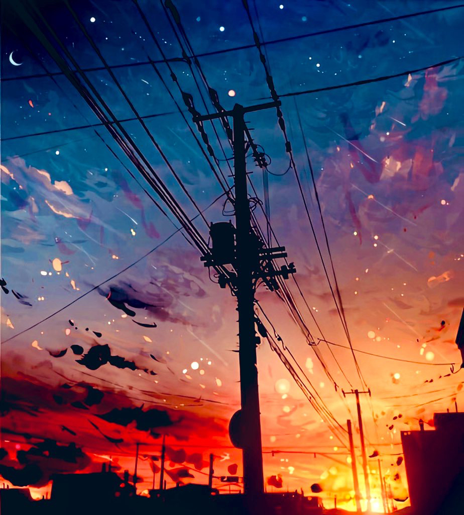 This is a pixiv picture whose title is 夕陽.