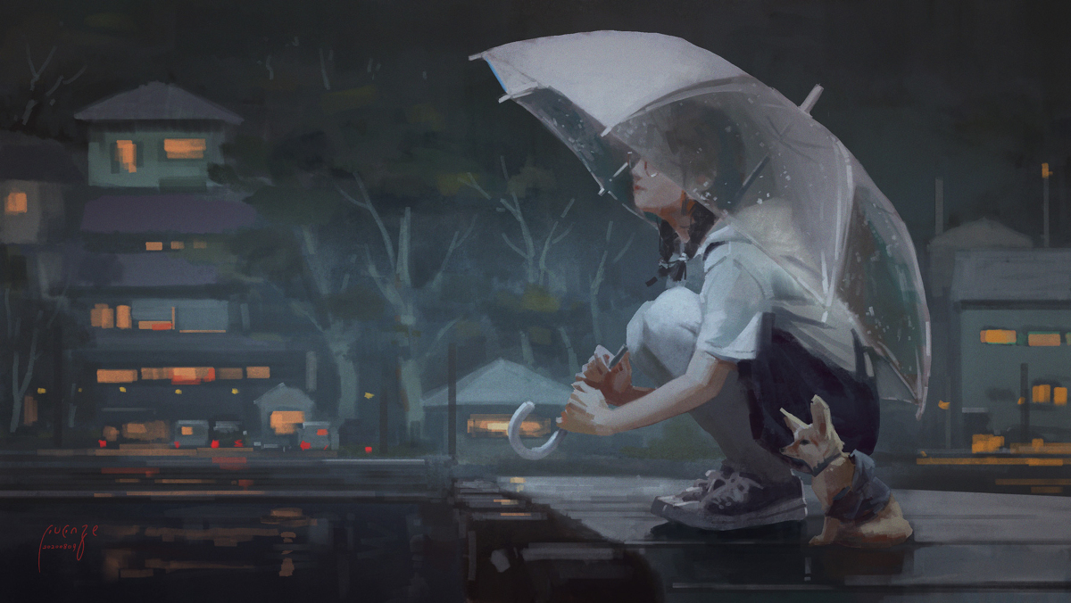 This is a pixiv picture whose title is 水無月、梅雨.