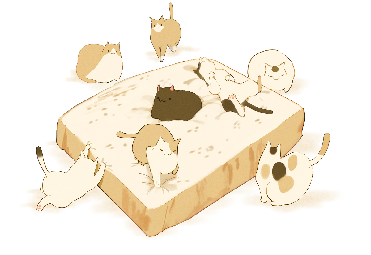 This is a pixiv picture whose title is 食パンねこ.