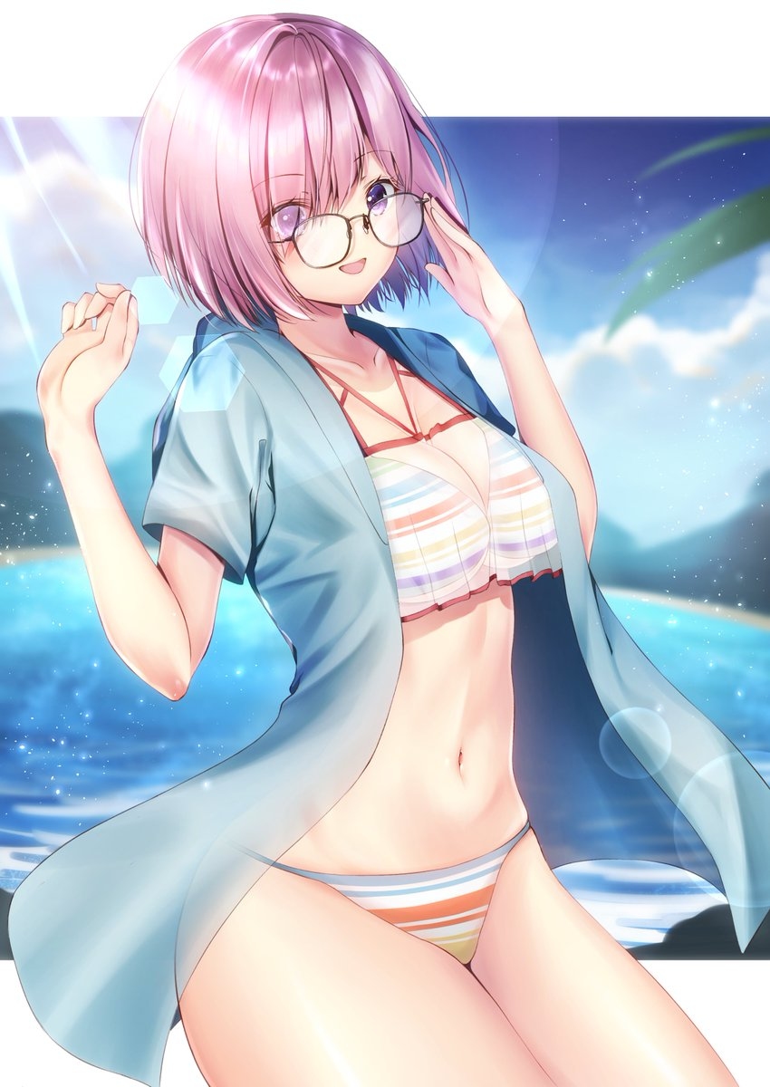 This is a pixiv picture whose title is FGO マシュ・キリエライト 水着.