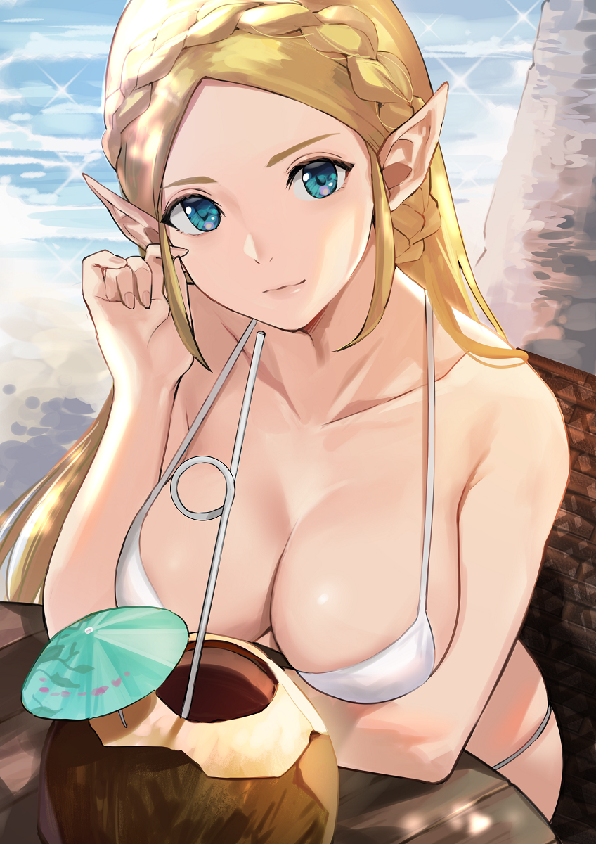 This is a pixiv picture whose title is Summer Zelda BoTW.