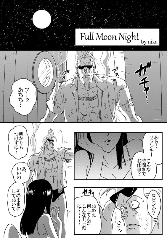 This is a pixiv picture whose title is 【ワンピ】Full moon night【フラロビ】.