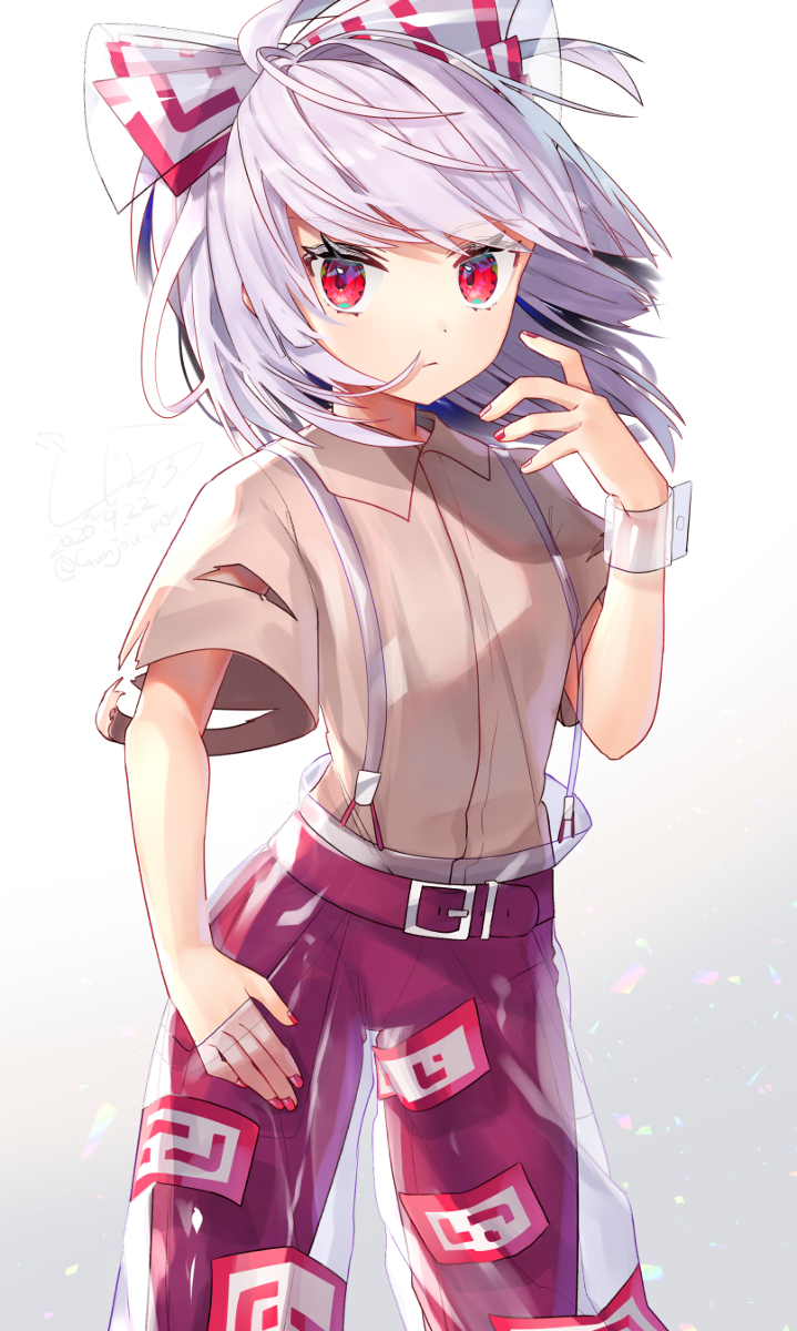 This is a pixiv picture whose title is 短髪×透明妹紅.