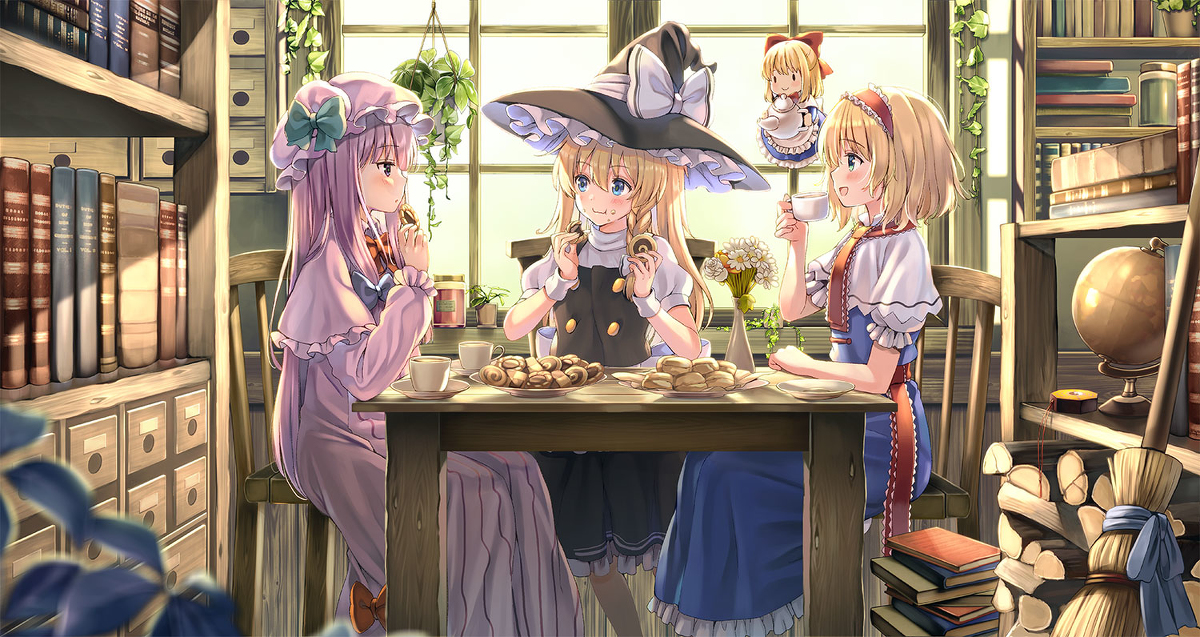 This is a pixiv picture whose title is 魔女たちのお茶会.