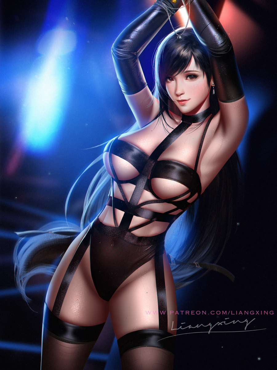 This is a pixiv picture whose title is Tifa Sexy lingerie.