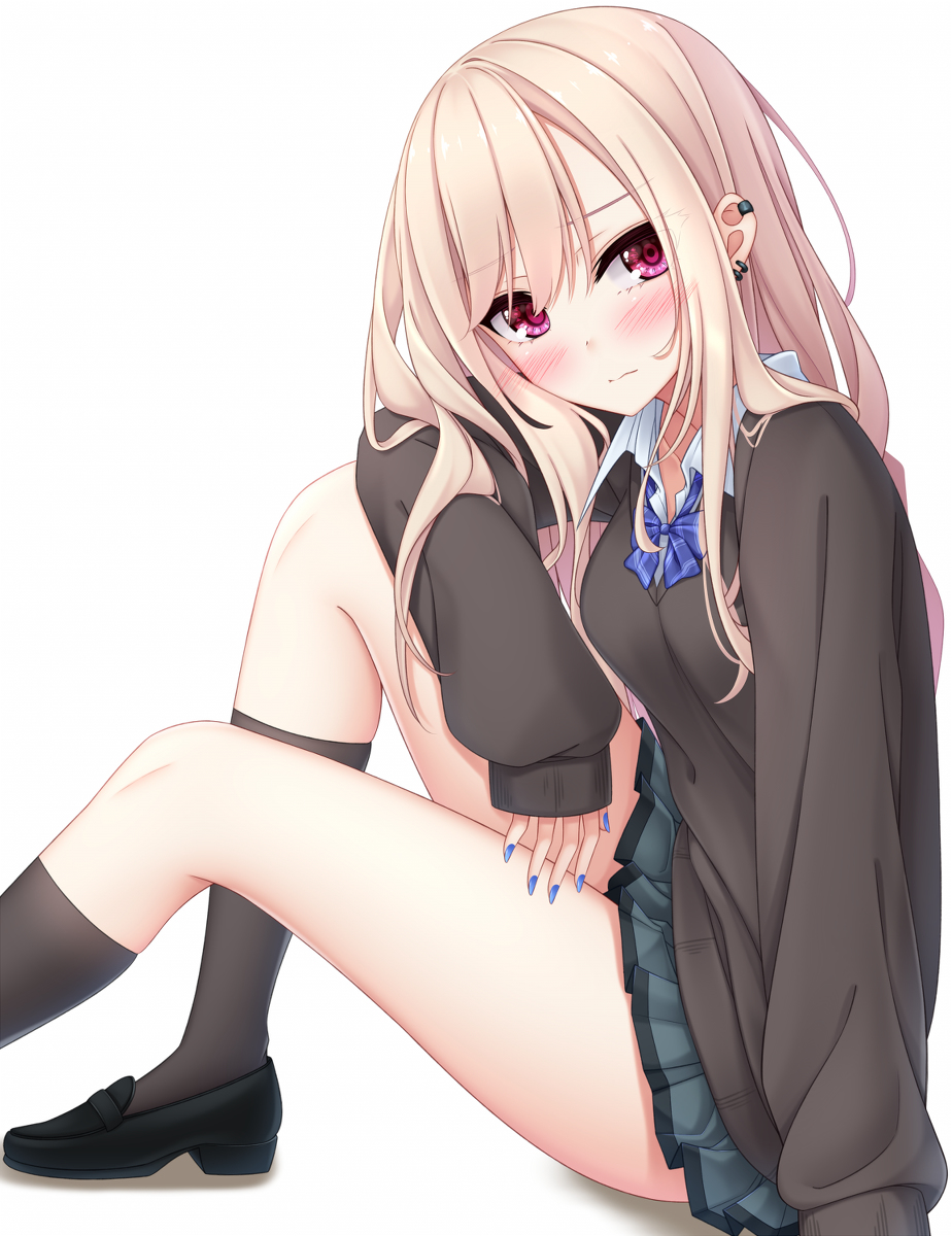 This is a pixiv picture whose title is 不満そうに見つめてくるJK.