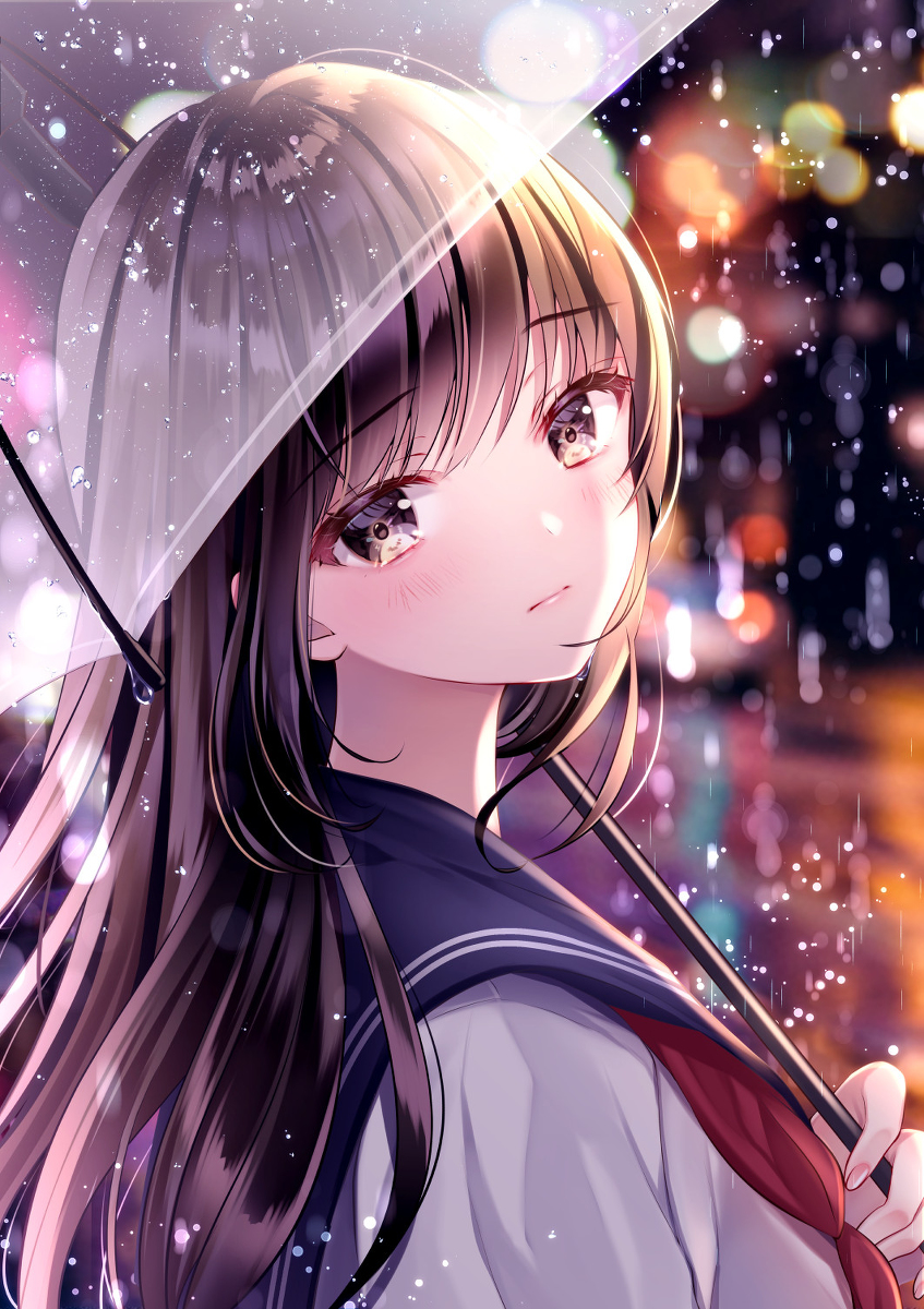 This is a pixiv picture whose title is 夜の雨.