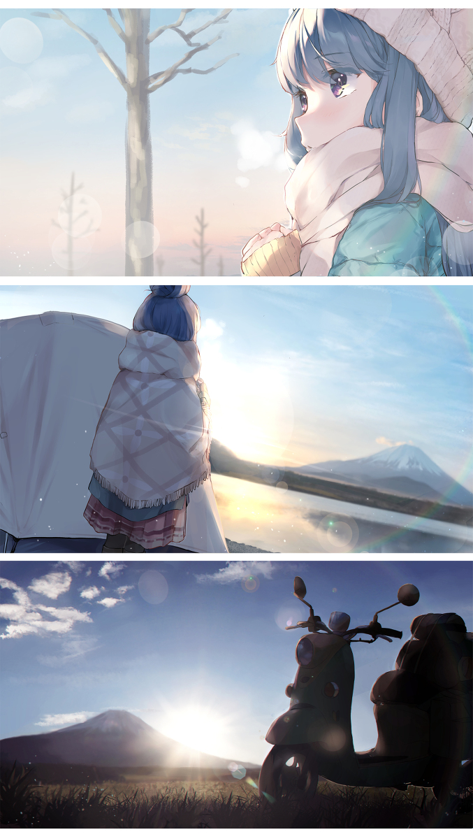 This is a pixiv picture whose title is 朝日が昇る　私は旅する.