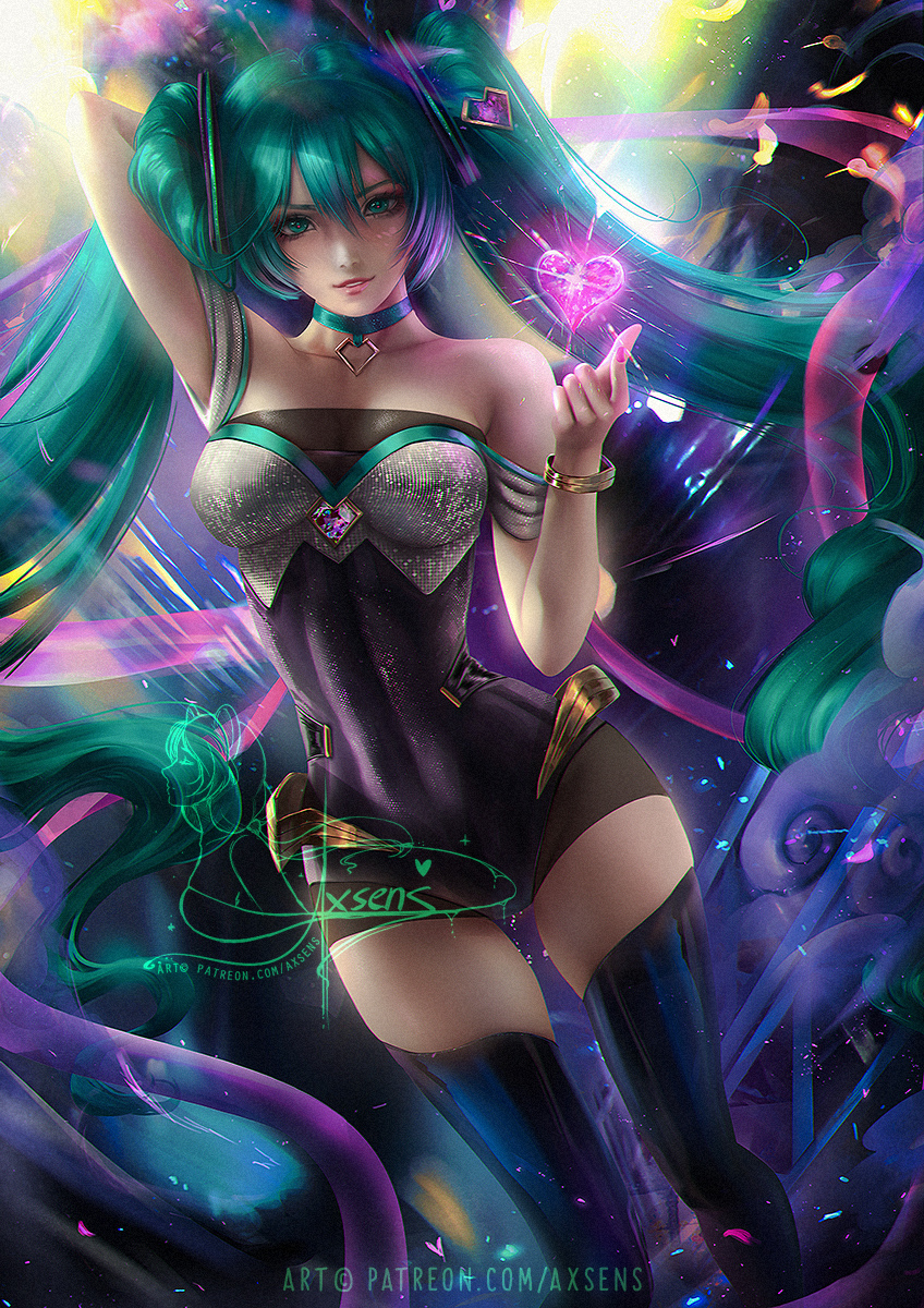 This is a pixiv picture whose title is KDA Hatsune Miku (older).