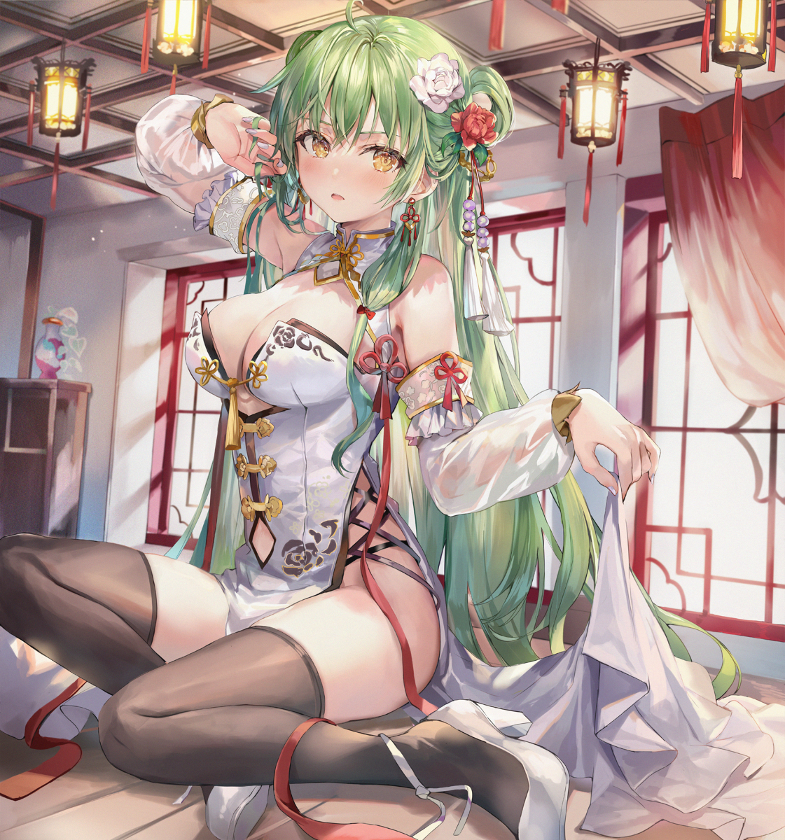 This is a pixiv picture whose title is 白チャイナの縁.