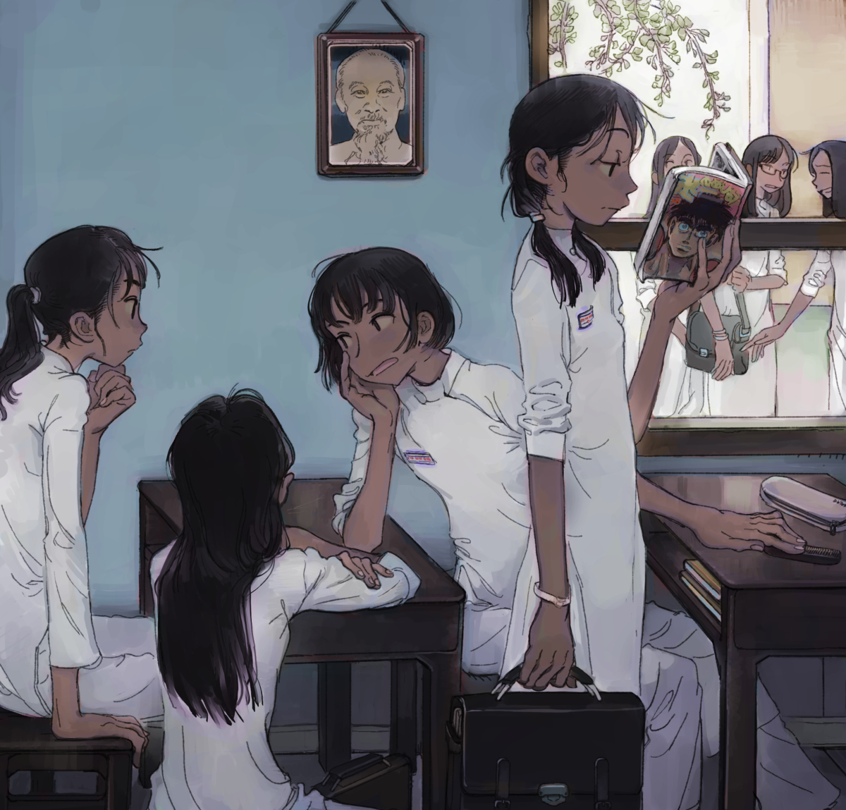 This is a pixiv picture whose title is vietnamese schoolgirls.