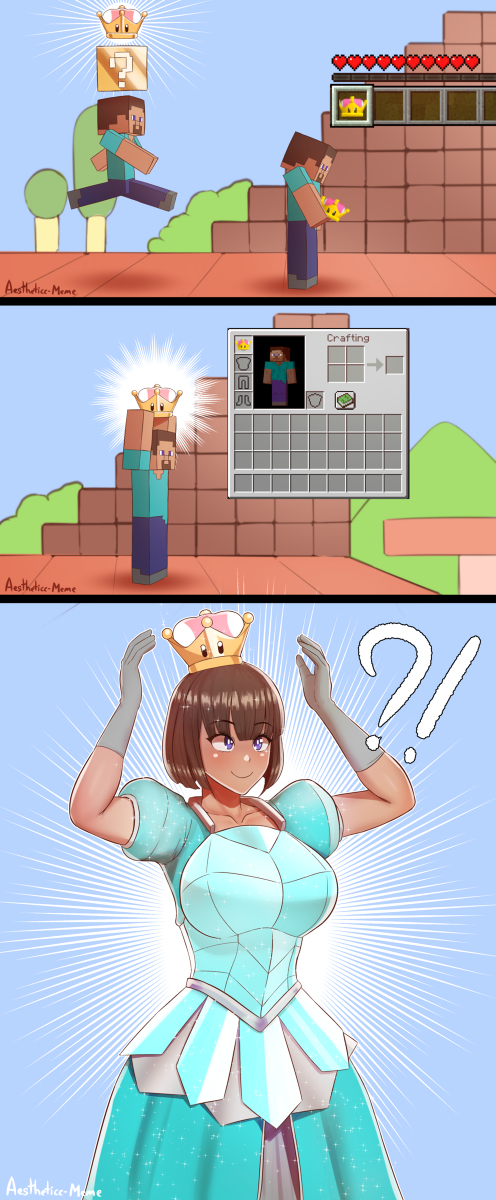 This is a pixiv picture whose title is Minecraft Steve x Super Crown.
