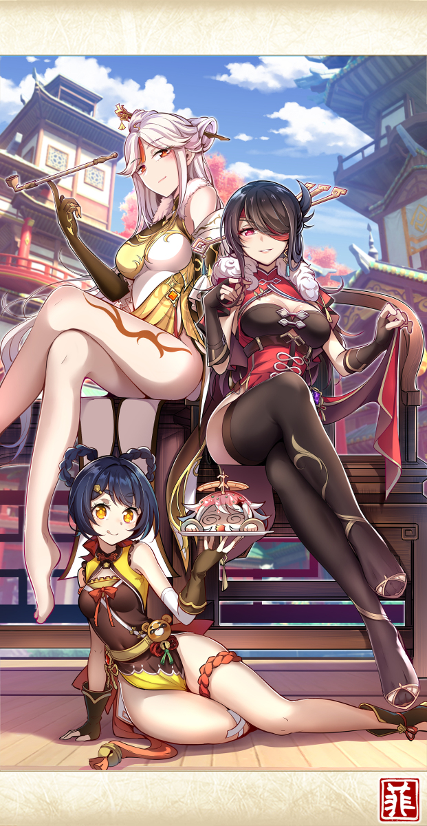 This is a pixiv picture whose title is 璃月港三巨头（雾）.