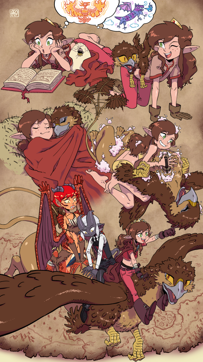 This is a pixiv picture whose title is Commission — Gwen and her Grypho.