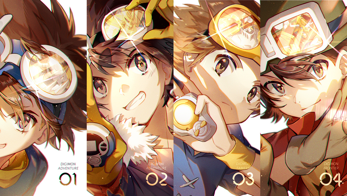 This is a pixiv picture whose title is デジモン01~04.