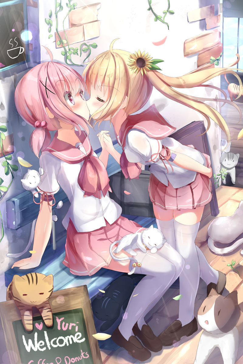 This is a pixiv picture whose title is ネコネコ町と女の子.