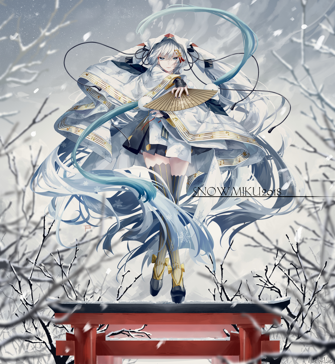 This is a pixiv picture whose title is 「真っ白な冬」.