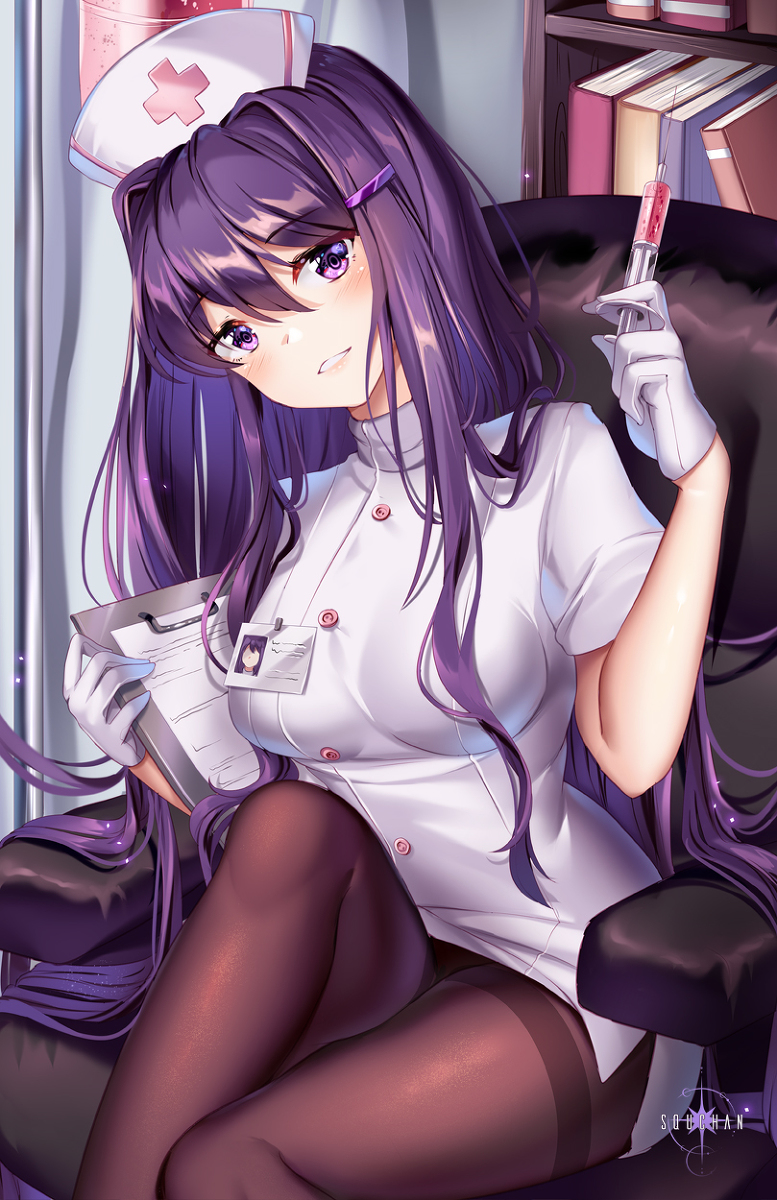 This is a pixiv picture whose title is DDLC - Yuri.