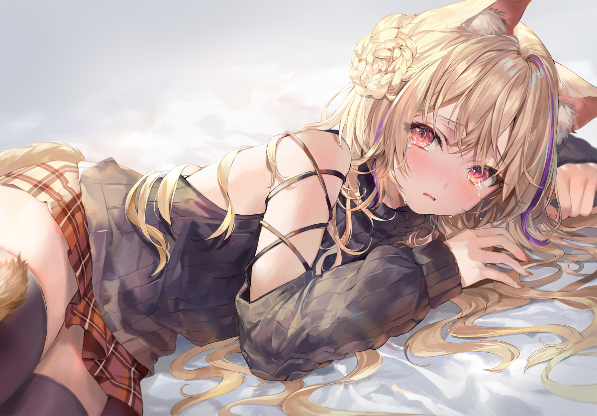This is a pixiv picture whose title is 泣き猫.