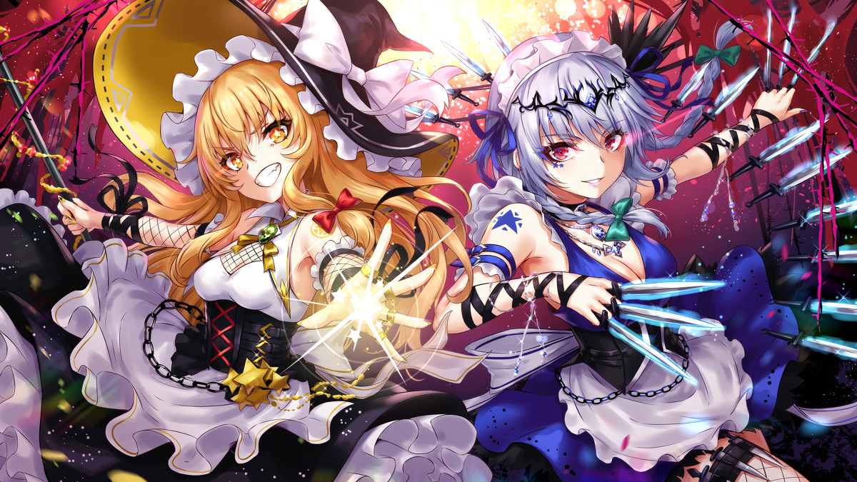 This is a pixiv picture whose title is 魔理沙&咲夜.