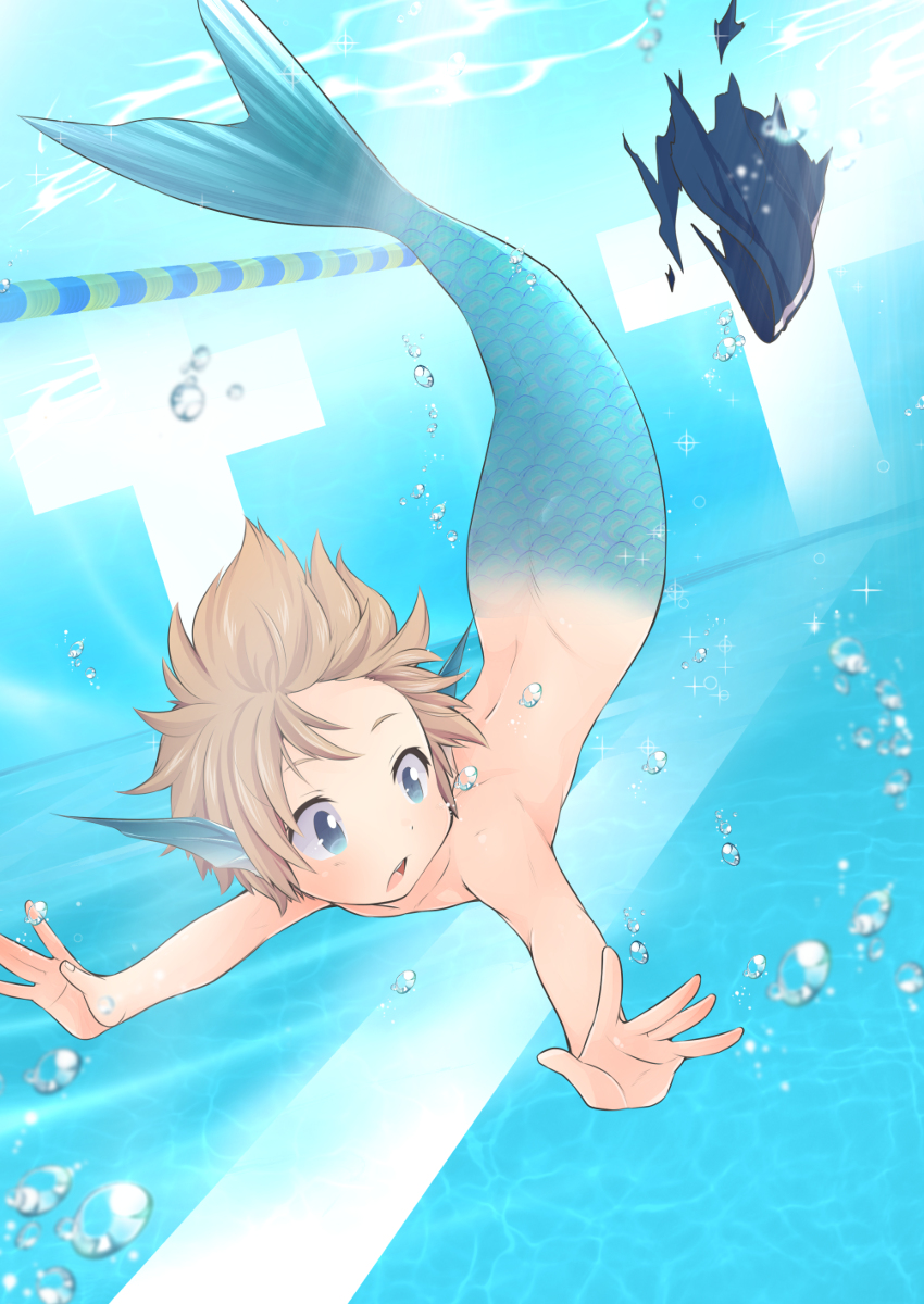 This is a pixiv picture whose title is 人魚くん.