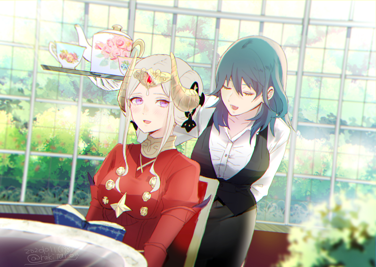 This is a pixiv picture whose title is アフタヌーンティーはいかが🙂☕️？.