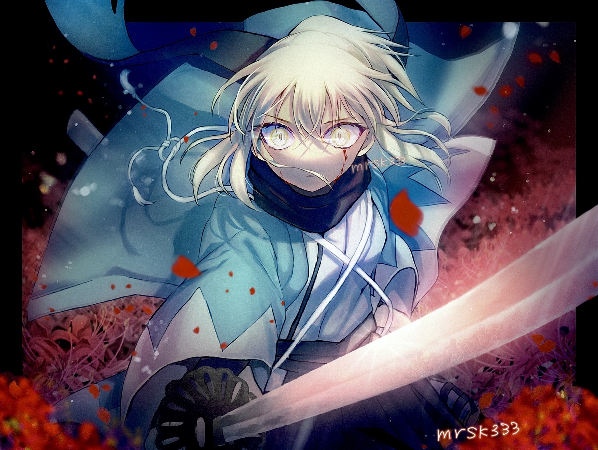 This is a pixiv picture whose title is 浅葱の羽織.