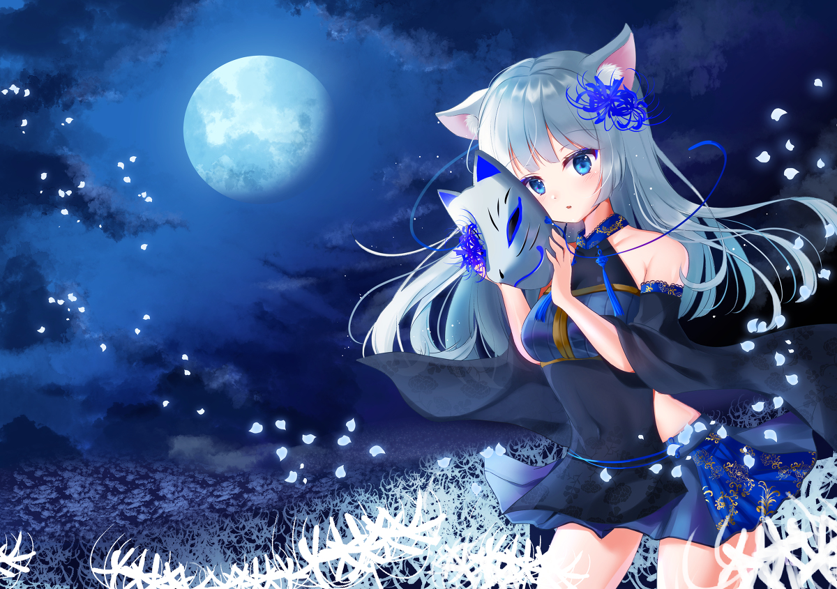 This is a pixiv picture whose title is 夜行彼岸花の案内人.