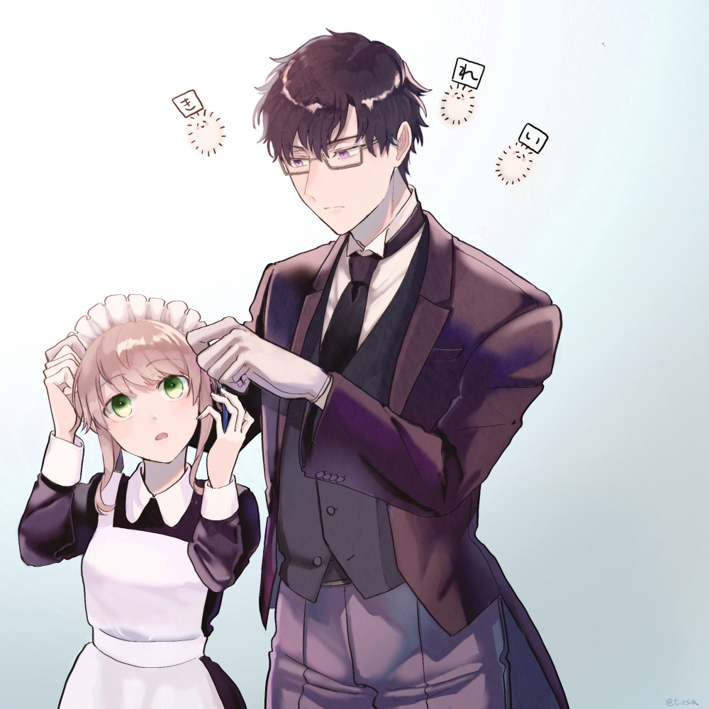This is a pixiv picture whose title is メイドと執事.
