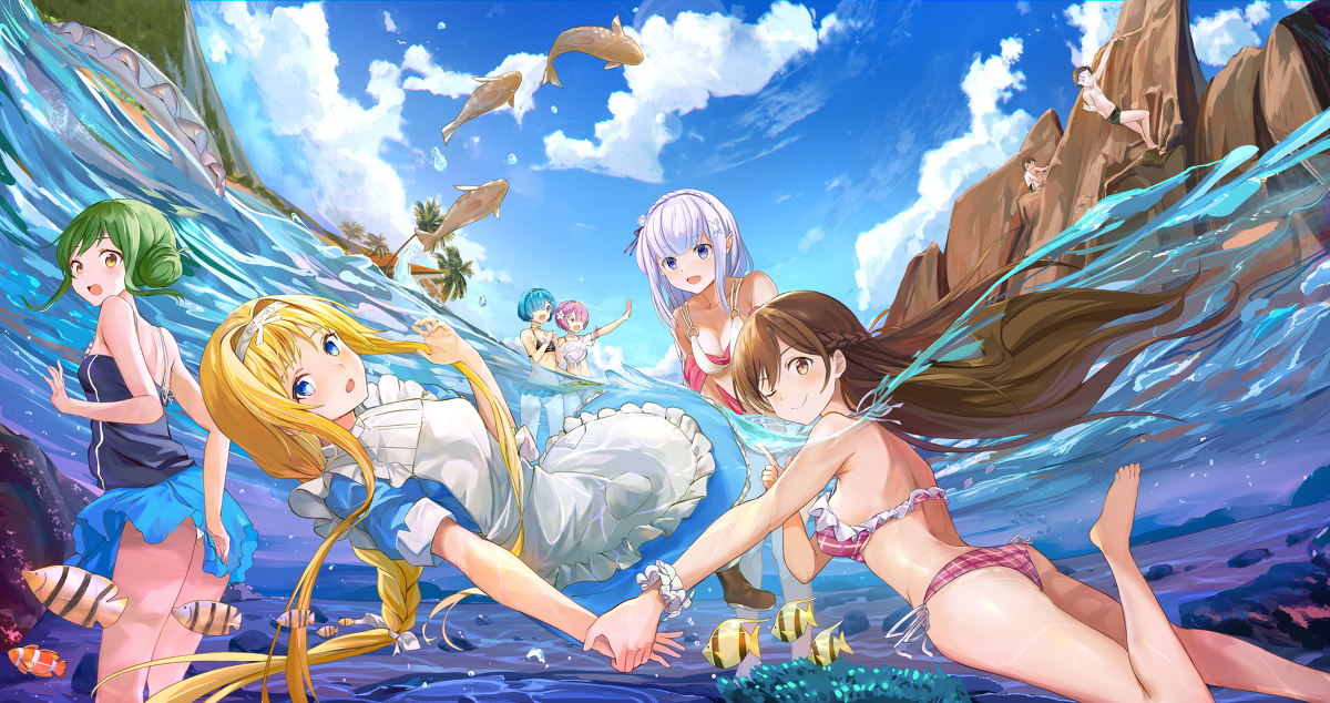 This is a pixiv picture whose title is 水中遊び.