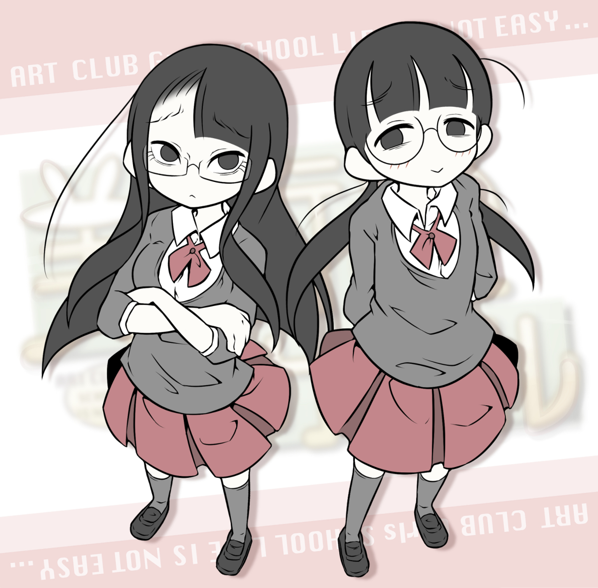 This is a pixiv picture whose title is ミニスカート美術部.