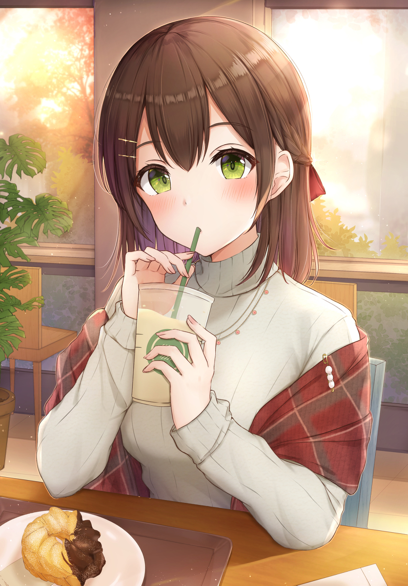 This is a pixiv picture whose title is 毎週同じ時間にカフェに行くと会える子.