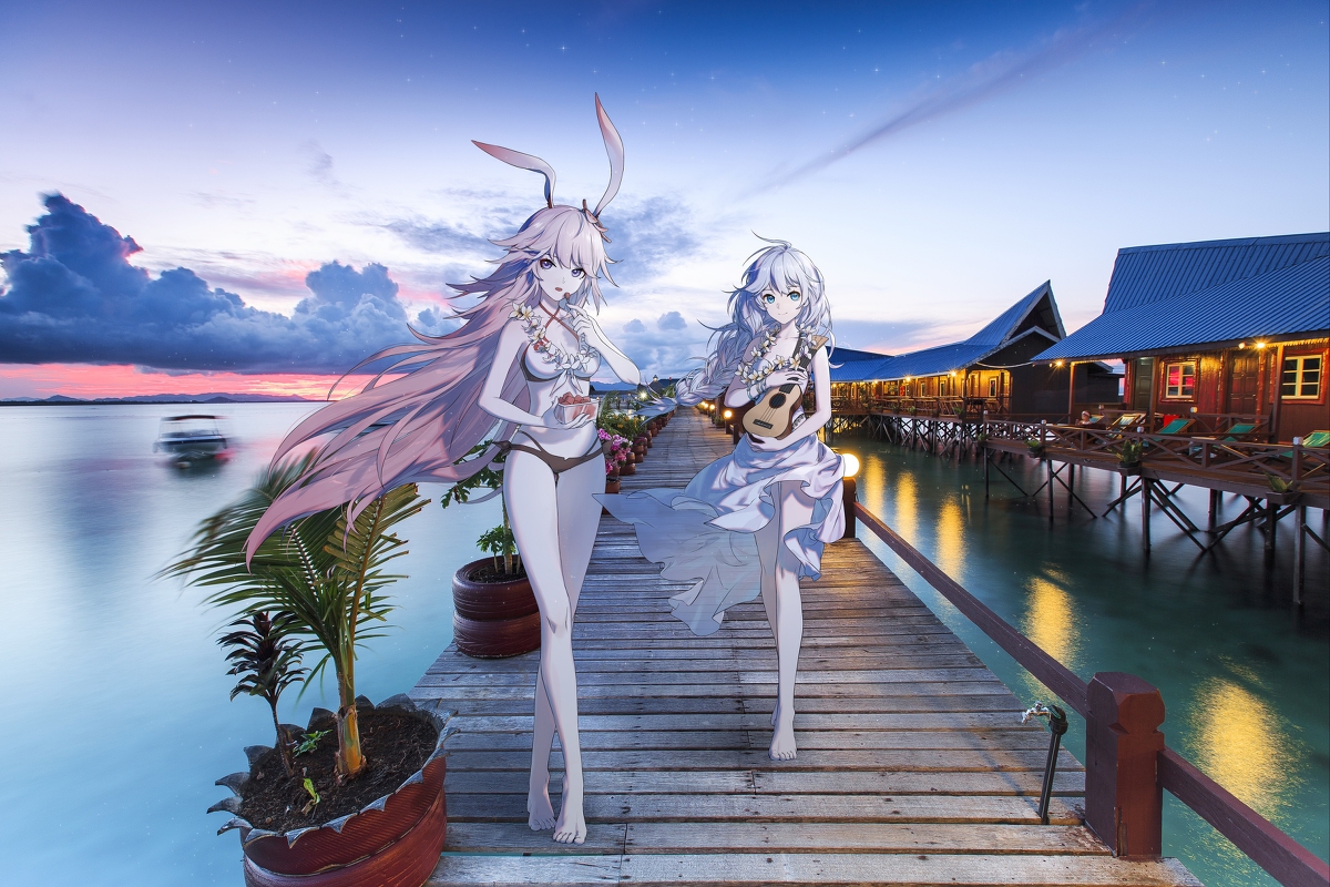 This is a pixiv picture whose title is 樱莲 吃瓜散步 图.