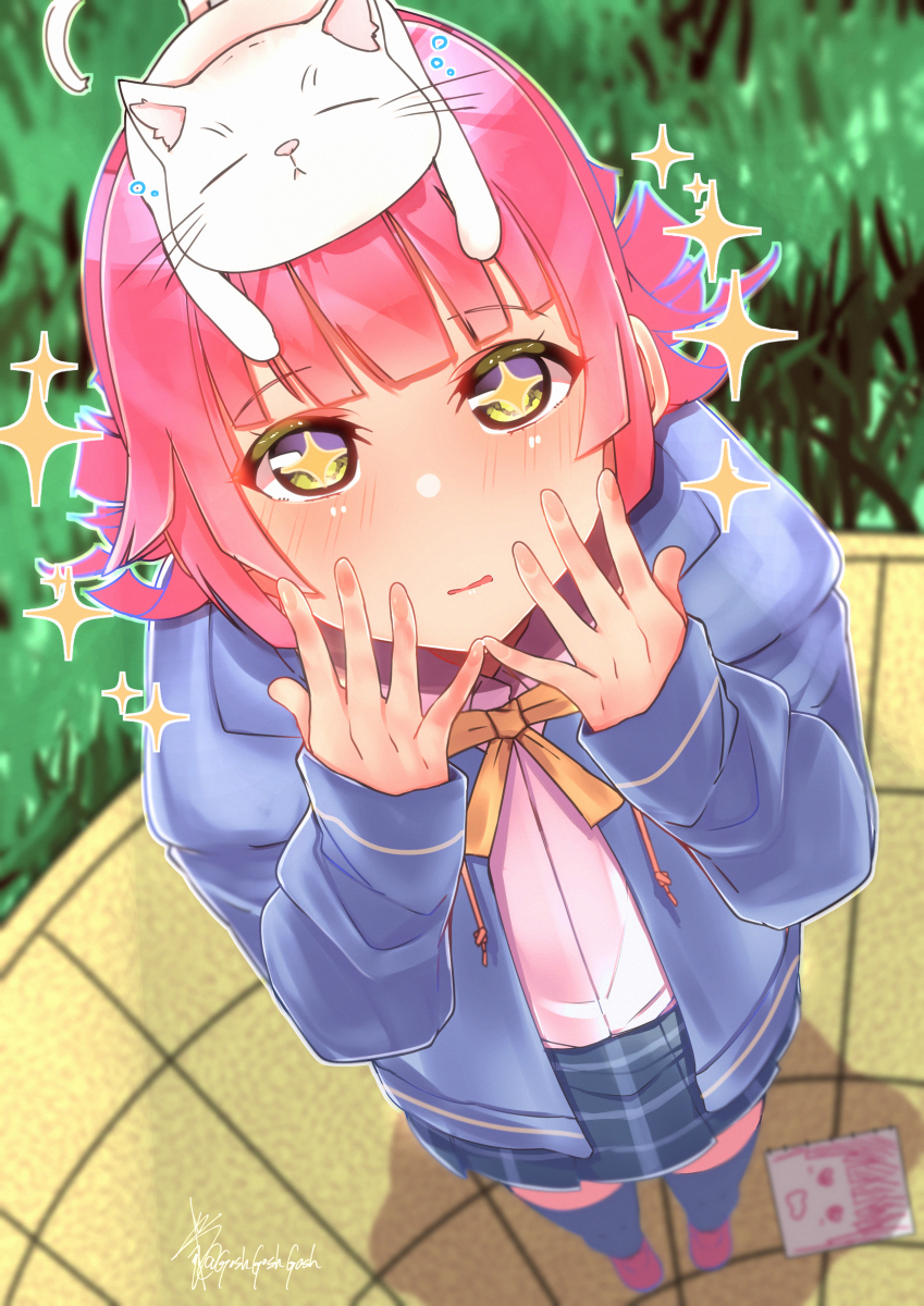 This is a pixiv picture whose title is 璃奈ちゃんちゃんボード「きゅ～～～ん」.